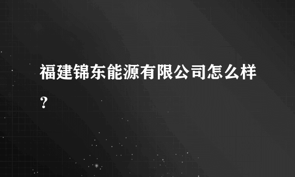 福建锦东能源有限公司怎么样？
