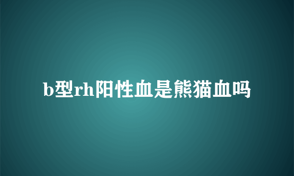 b型rh阳性血是熊猫血吗