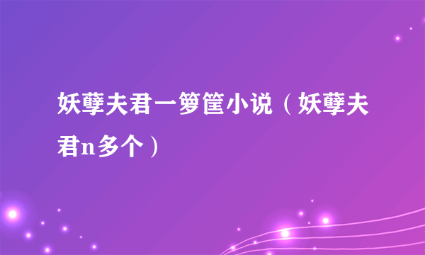 妖孽夫君一箩筐小说（妖孽夫君n多个）