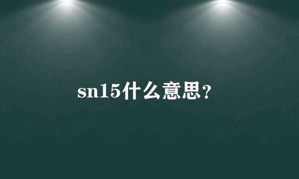 sn15什么意思？