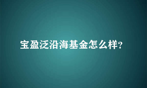 宝盈泛沿海基金怎么样？