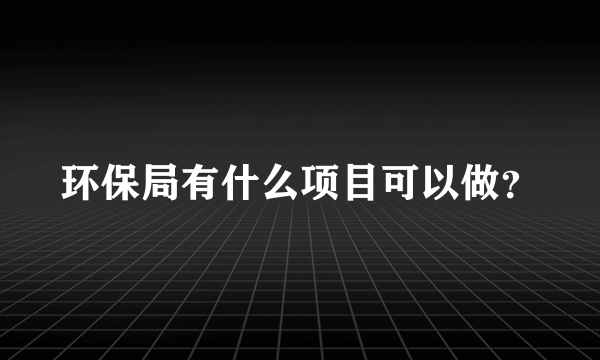 环保局有什么项目可以做？