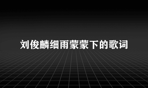 刘俊麟细雨蒙蒙下的歌词