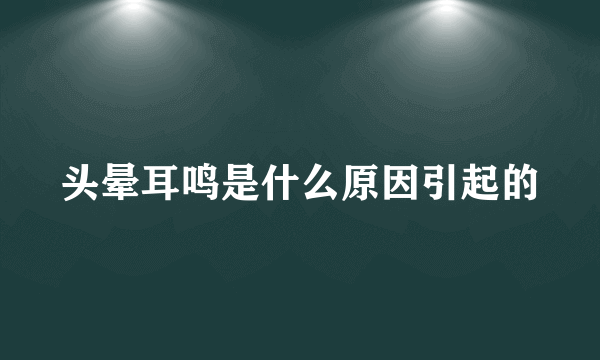 头晕耳鸣是什么原因引起的