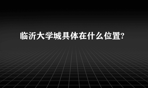 临沂大学城具体在什么位置?