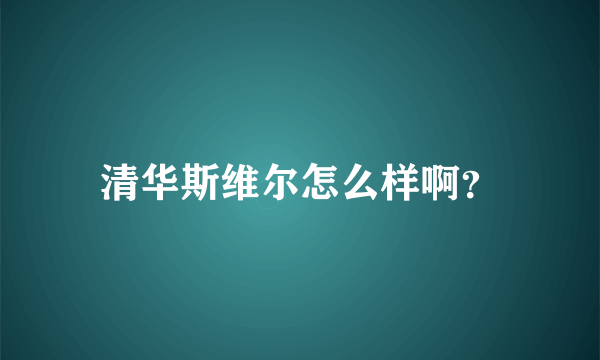 清华斯维尔怎么样啊？