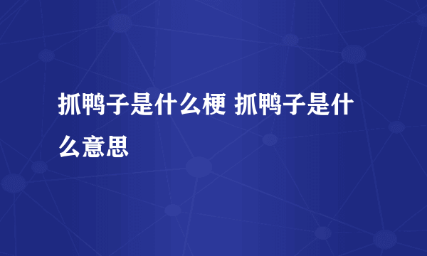 抓鸭子是什么梗 抓鸭子是什么意思