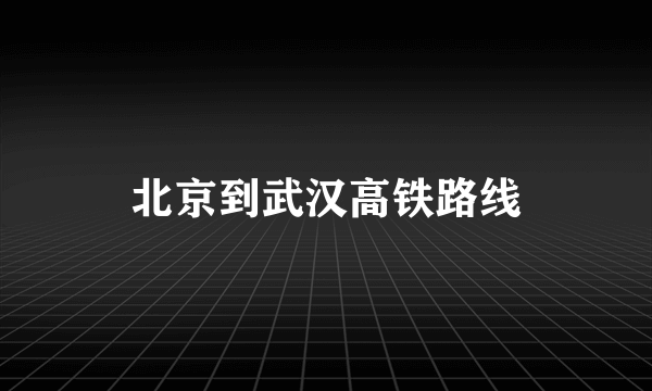 北京到武汉高铁路线