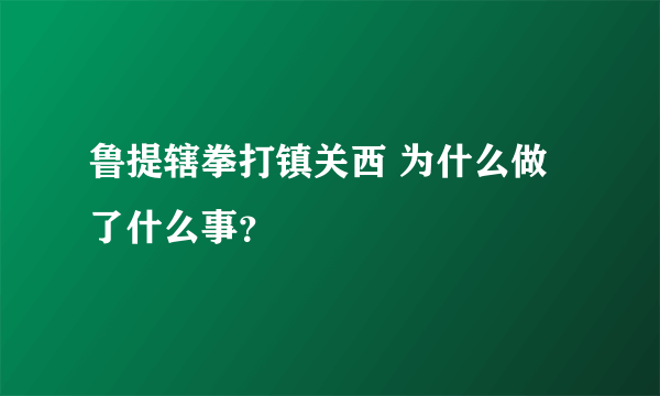 鲁提辖拳打镇关西 为什么做了什么事？