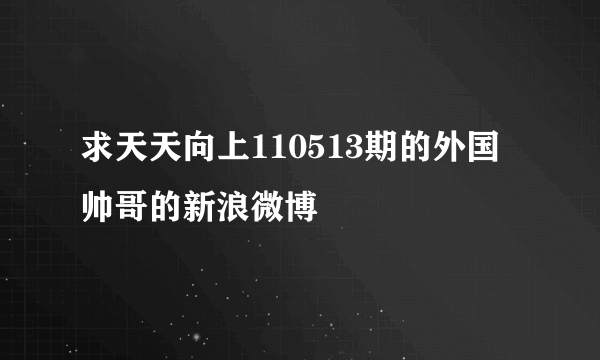 求天天向上110513期的外国帅哥的新浪微博