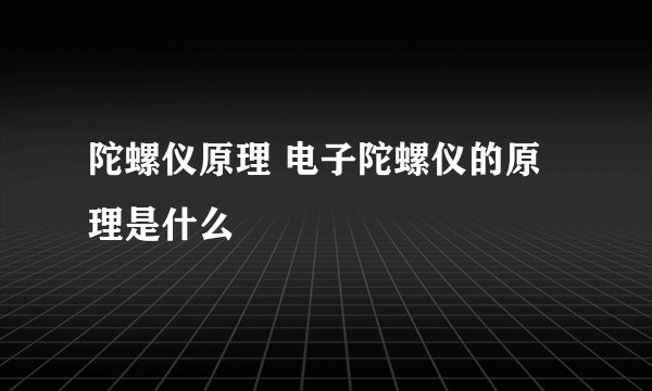 陀螺仪原理 电子陀螺仪的原理是什么