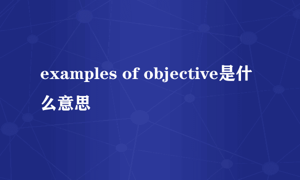 examples of objective是什么意思