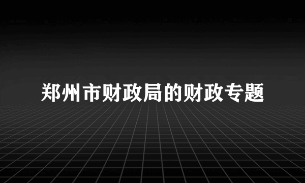 郑州市财政局的财政专题