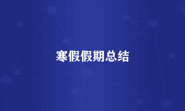 寒假假期总结