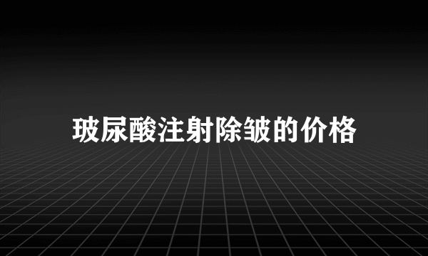玻尿酸注射除皱的价格