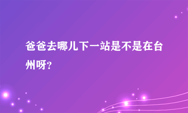 爸爸去哪儿下一站是不是在台州呀？