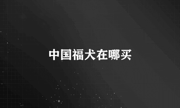 中国福犬在哪买