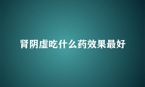 肾阴虚吃什么药效果最好