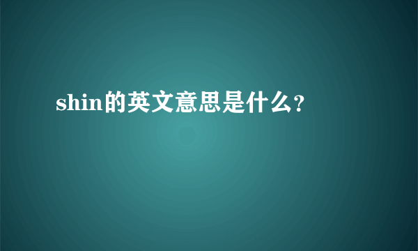 shin的英文意思是什么？