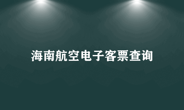 海南航空电子客票查询