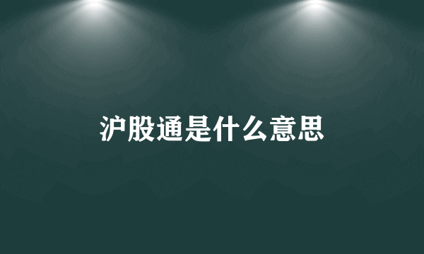 沪股通是什么意思