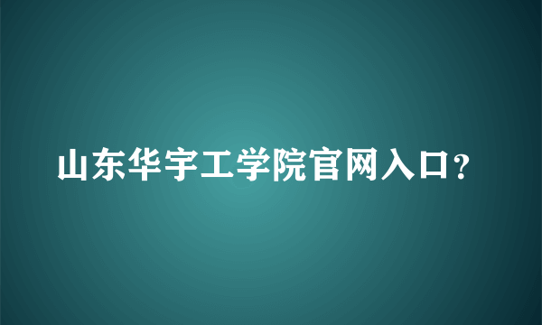 山东华宇工学院官网入口？
