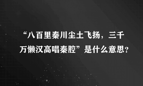 “八百里秦川尘土飞扬，三千万懒汉高唱秦腔”是什么意思？