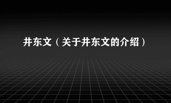 井东文（关于井东文的介绍）