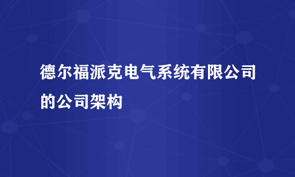 德尔福派克电气系统有限公司的公司架构