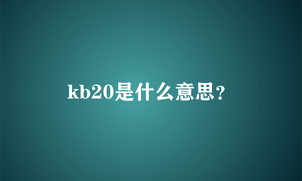 kb20是什么意思？
