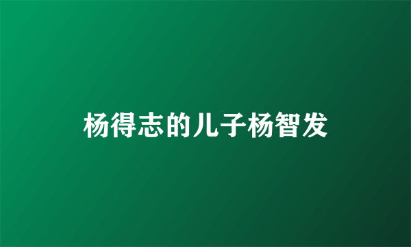 杨得志的儿子杨智发