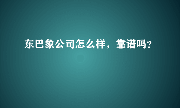 东巴象公司怎么样，靠谱吗？