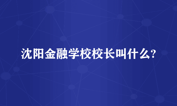 沈阳金融学校校长叫什么?