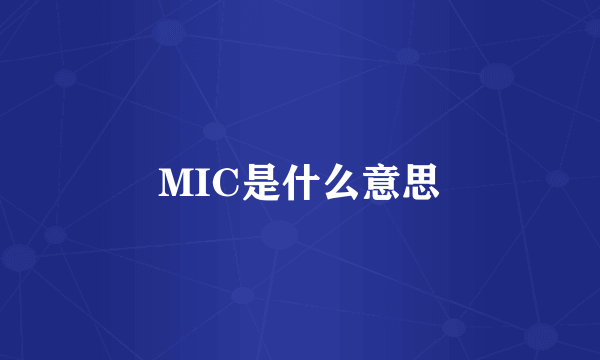 MIC是什么意思