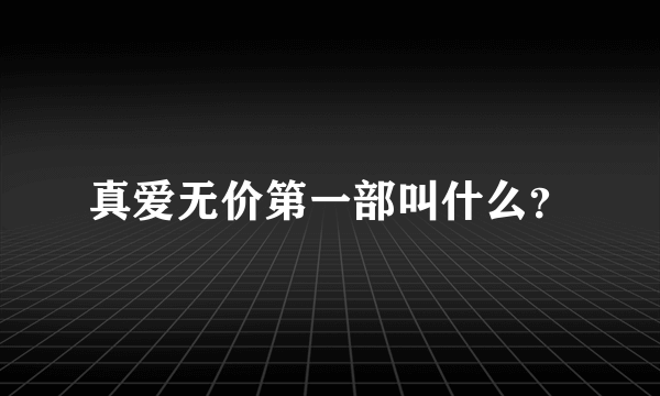 真爱无价第一部叫什么？