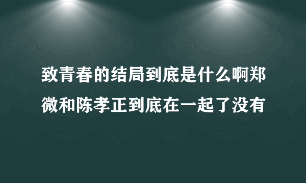 致青春的结局到底是什么啊郑微和陈孝正到底在一起了没有