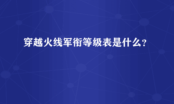 穿越火线军衔等级表是什么？