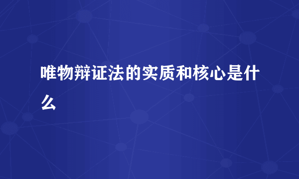 唯物辩证法的实质和核心是什么