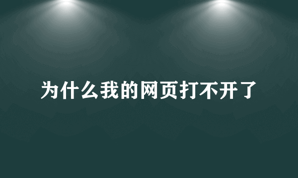 为什么我的网页打不开了