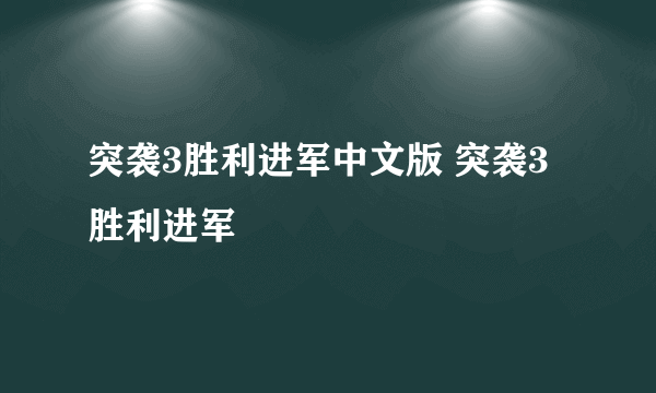 突袭3胜利进军中文版 突袭3 胜利进军