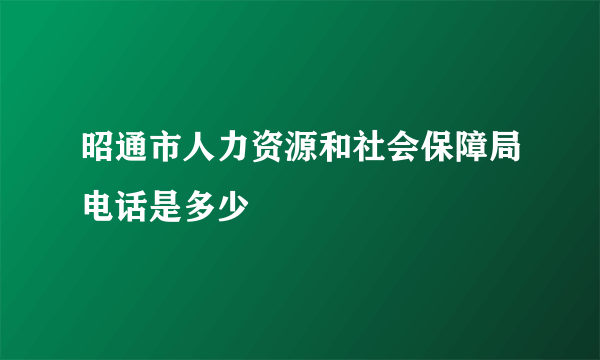 昭通市人力资源和社会保障局电话是多少