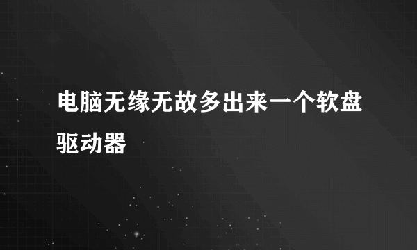 电脑无缘无故多出来一个软盘驱动器