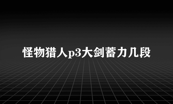 怪物猎人p3大剑蓄力几段