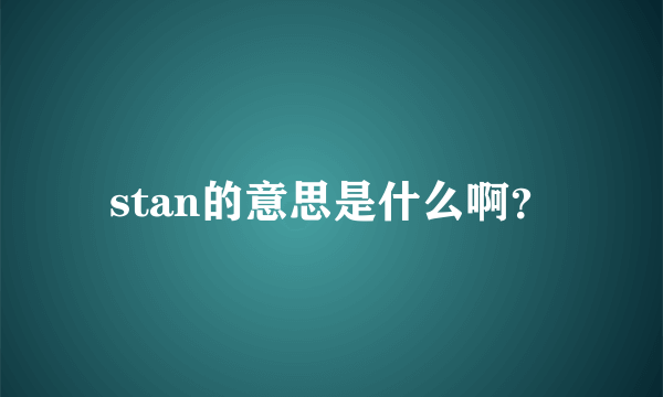 stan的意思是什么啊？