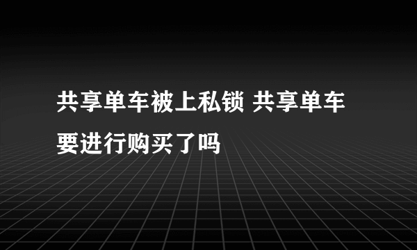 共享单车被上私锁 共享单车要进行购买了吗