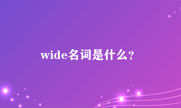 wide名词是什么？