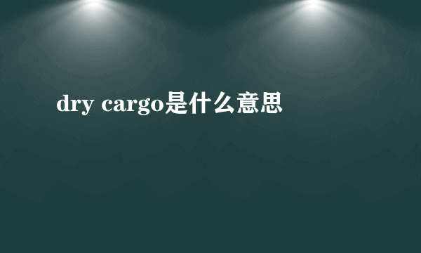 dry cargo是什么意思