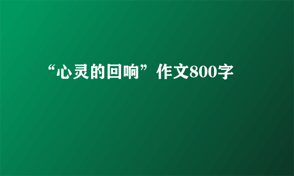 “心灵的回响”作文800字