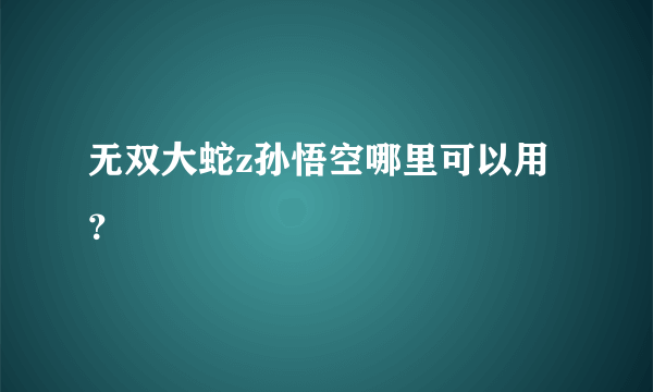 无双大蛇z孙悟空哪里可以用？