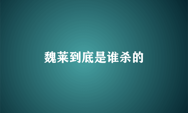 魏莱到底是谁杀的